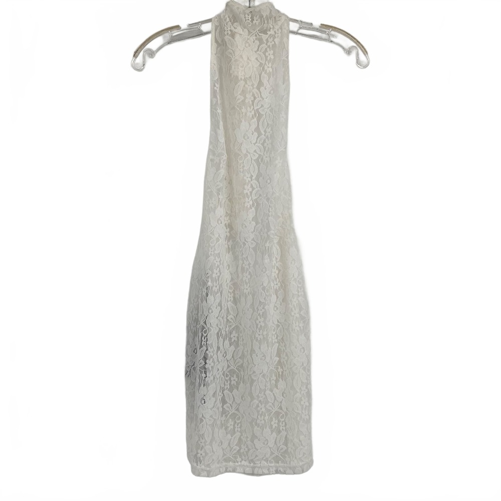 I.AM.GIA Cream Mini Dress Cream Nylon Lace Halter Backless | Size S